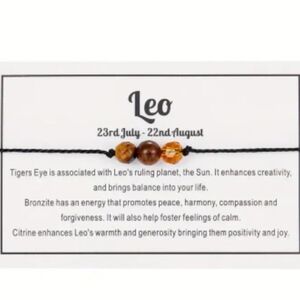 NWT! Leo ️ Natural Faceted Stone Handmade Braided Beaded Bracelet NEW